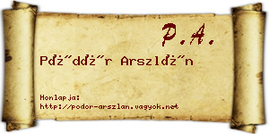 Pödör Arszlán névjegykártya